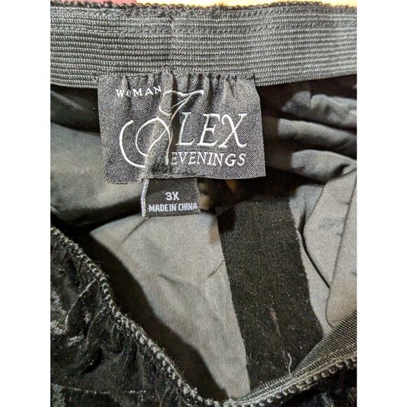 Alex Evenings Pants Womens 3X Black Velvet Pull On Wide Leg Dressy Party Plus - Picture 5 of 10